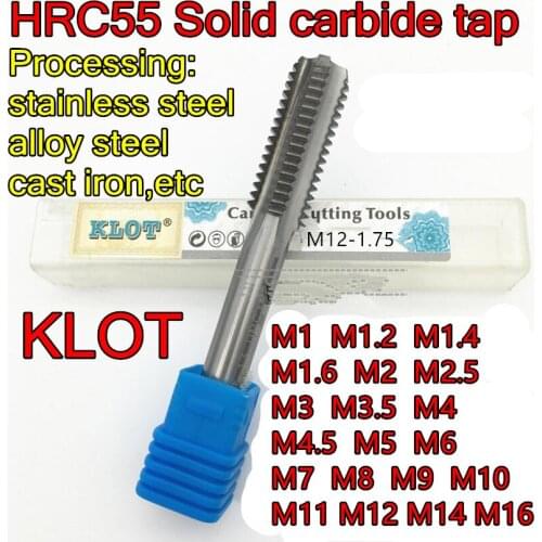 M1 M1.2 M1.4 M1.6 M2 M2.5 M3 M3.5 M4 M4.5 M5 M6 M7 M8 M10 M12 M14 M16 HRC55 Solid carbide tap