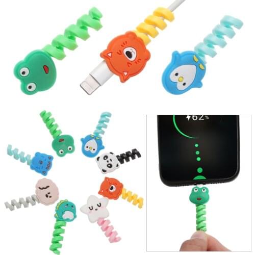 Cartoon Wire Cable Winder Cover For USB Charger Cable Protector Protective Case Flexible Spiral Cable Protector Data Line Cord