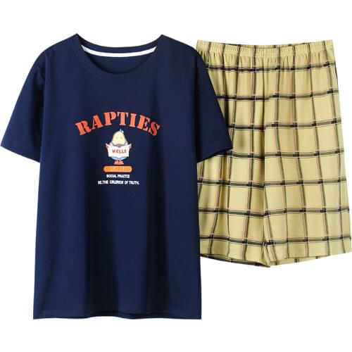 Mens Cotten Pajamas Leisure Homewear Summer Shorts Pullover Plaid Shorts Cotton Sleep Wear Men Nightwear 3xl Fashion Man Pijamas