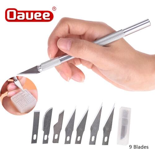 Oauee 9 Blades Craft Artwork Cutting Knife DIY Carving Knife Stencil Scoring Hobby Chiseling Model Repairing Sculpture Knife