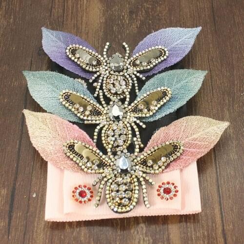 New Sparkly Hairpin Purple Pink Green Bow Royal Gray Bee Crystal Luxury Hair Barrette Rhinestone Stone Hairpin For Women Jewelry