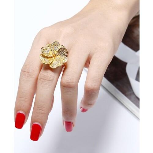 Very nice Ring! Fashion Flower Heart Design anel aneis Romantic gifts for women Copper Cucbic Zirconia crystal Stones Rings