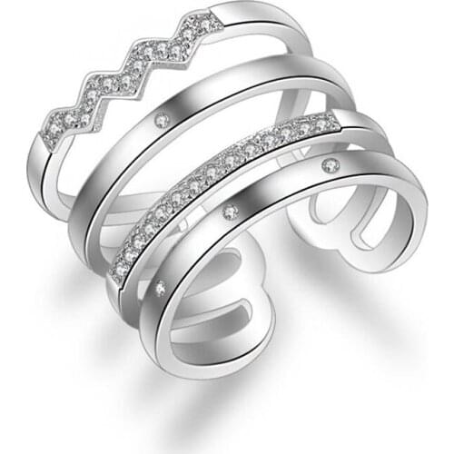 Wholesale 12pcs High Quality Multi-layers Resizable Rings Zirconia Finger Rings Fashion Wedding Jewelry Gifts for Women Men