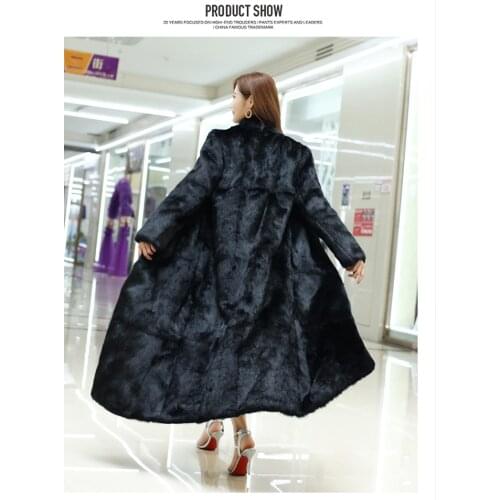 New fashion women X-long rabbit fur coat ladies genuine real natural 130CM long jacket outwear over coat custom any size