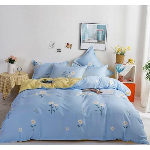 Pastoral Blue Bedding Set,Daisy pattern Duvet Cover With Pillowcase 200x230/150x200,175x220 Quilt Cover,King Size Blanket Cover
