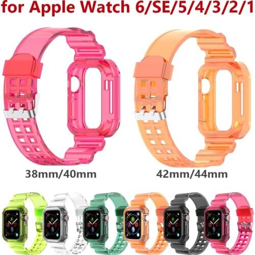 Watchband for Apple Watch 3 Band 38mm Strap iWatch Series SE 6/5/4 Correa Bracelet Bumper Case 40mm 42mm 44mm Belt TPU Clear