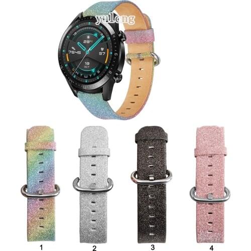 Shiny Bling Glitter Leather Watch Band Strap for Huawei Watch GT 42mm 46mm Smart Watch 22mm Wrist band for GT2 46mm GT2e GT2 pro