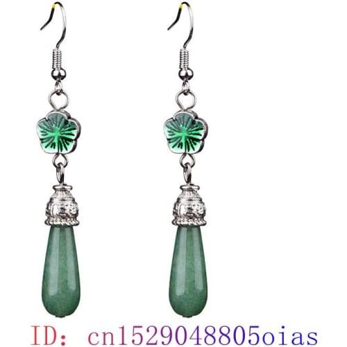 Green Jade Flower Earrings Zircon Chalcedony Crystal Charm Jewelry Women Natural Amulet Fashion 925 Silver Gemstone Gifts