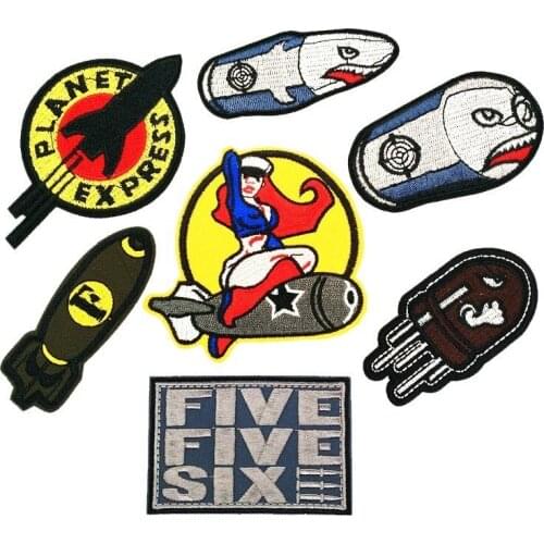 PGY Rocket Launcher Embroidered Appliques Iron On DIY Custom Patches Military Embroidery Patch for Clothing Badges Coat Shoes