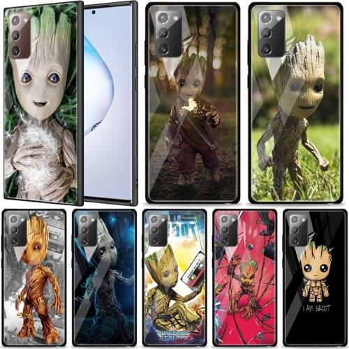 Baby Groot Cutest Tempered Glass For Samsung Galaxy Note 20 Ultra 10 9 8 Plus Lite A70 A50 A40 A30 A20 A10 Phone Case
