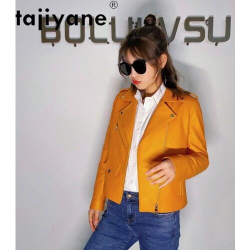 New Korean Women Autumn Clothes Real Leather Jacket Women Genuine Sheepskin Coats Yellow Jackets Mujer Chaqueta TN1965