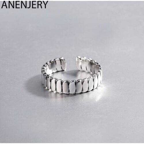 ANENJERY 925 Sterling Silver Vintage Ring For Women Novelty Thai Silver Adjustable Rings S-R409