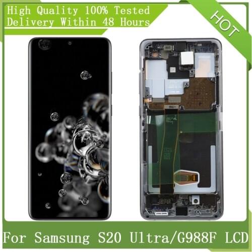 6.9" SUPER AMOLED For SAMSUNG GALAXY S20 Ultra G988F G988B/DS With Frame LCD Display Touch Screen Digitizer Assembly Replacement