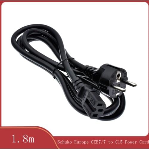 1.8m EU / Europe 3Pin Power Cord Cable EU 3Prong Laptop AC Adapter Lead 3Pin cableg,German to IEC C15