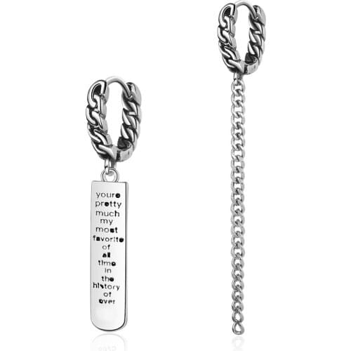 100% 925 Sterling Silver Retro Asymmetry Square Card Letter Ladies Long Tassel Stud Earrings Jewelry For Women Christmas Gift