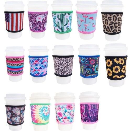 100Pcs Neoprene Heat Resistant Insulated Reusable Hot Coffee Cup Sleeves for Coffee and Tea 12oz-24oz Cups Custom styles
