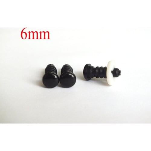 200pcs/lot 6mm Flat toy eyes Black Plastic Safety Eyes For Teddy Bear Doll Animal Crafts