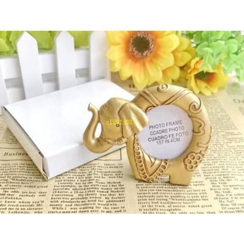 300PCS Baby Shower Favors Lucky Golden Elephant Photo Frame Gold Picture Frames Birthday Party Giveaway Gift