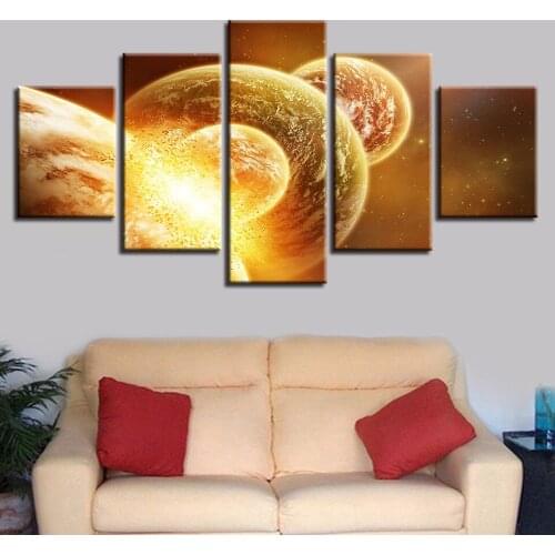 Modern Painting Wall Art 5 Pieces HD Printed Abstract Universe Mars Planet Poster Modular Canvas Picture Framework Bedroom Decor