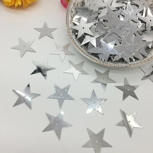 50g/Lot 25mm Silver Star Sequins PVC Paillette Loose Flat With Middle Hole Flakes Sewing Accessorie Christmas Sequins