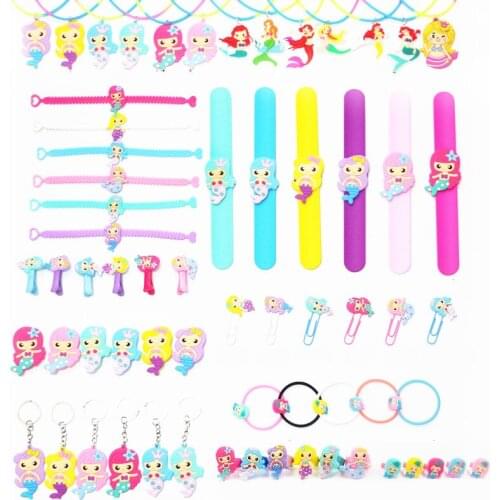 6pcs/lot Unicorn Mermaid Dinosaur Party Favors Rubber Ornaments Baby Shower Decor Boy Girls Birthday Party Decorations Kids Gift