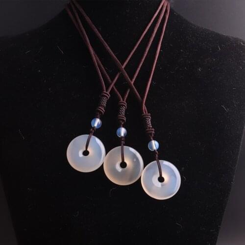 6PCS Wholesale Radiesthesia Donuts Necklace Natural Agates Stone Handmade String Pendants Necklaces Women Jewelry Energy Amulet