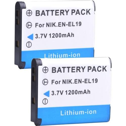 2pcs EN-EL19 ENEL19 EN EL19 Battery for Nikon Coolpix S32 S33 S100 S2500 S2750 S3100 S3200 S3300 S3400 S3500 S4100 Cameras
