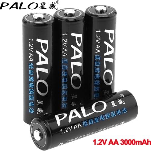 PALO 4-16pcs 1.2V nimh 3000mAh Rechargeable AA Battery AA 2A pre-charge battery for toys Camera light low self-discharge battery