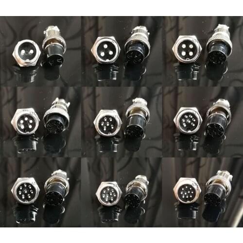 1 Set GX16 16mm Aviation Plug Metal Panel Female+Male Wire Cable Connector 2p/3p/4p/5p/6p/7p/8p/9p/10p Selectable