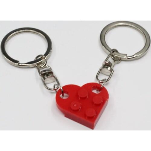 Brick Block Keychain for Couples Friendship - 2pcs Matching Heart Keyring Set for Girlfriend Couples Valentines Day BFF