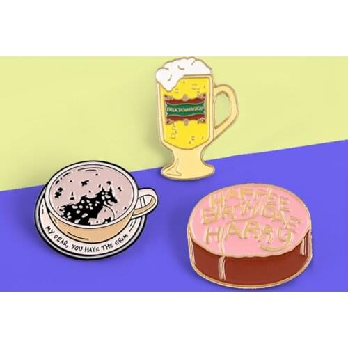 Everyday Food Brooches pins Coffee Beer Cake Enamel pins MY DEAR YOU HAVE THE GRIM Breakfast Food Brooche For Women Jewelry