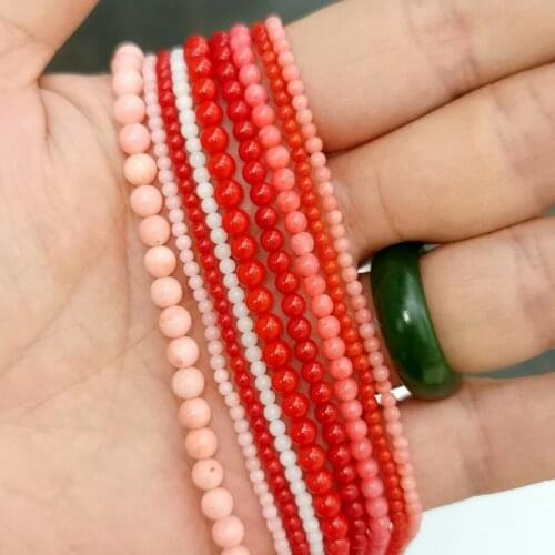 Natural Stone Beads Dark Red Coral Round Charm Loose Spacer Beads For Jewelry Making 2mm-12mm Pick Size Diy Bracelet Necklace