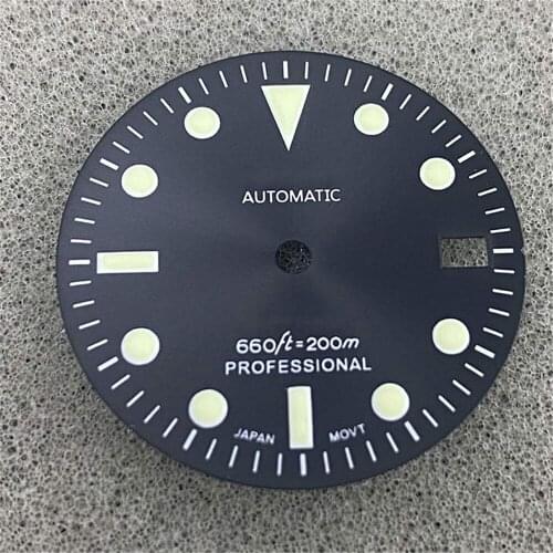 28.5mm Three-dimensional Watch Dial Green Luminous Dial for NH35 Movement SKX007 Modification Parts