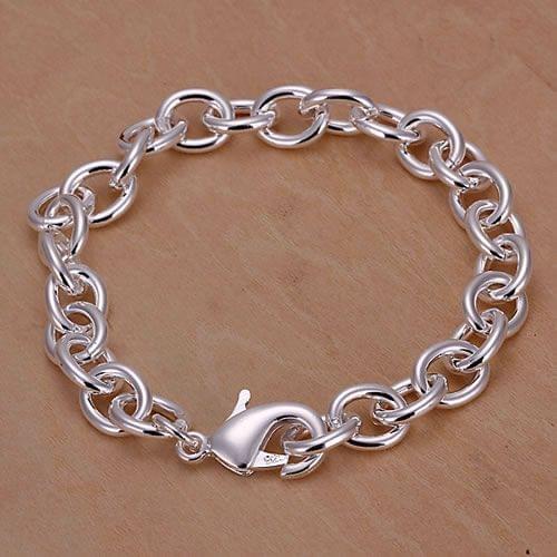 H089 Hot Sale Fine Silver Plated Jewelry,Wholesale Factory Price 925 Charms Free Shipping Fashion Shrimp Lock Thick Bracelet /a