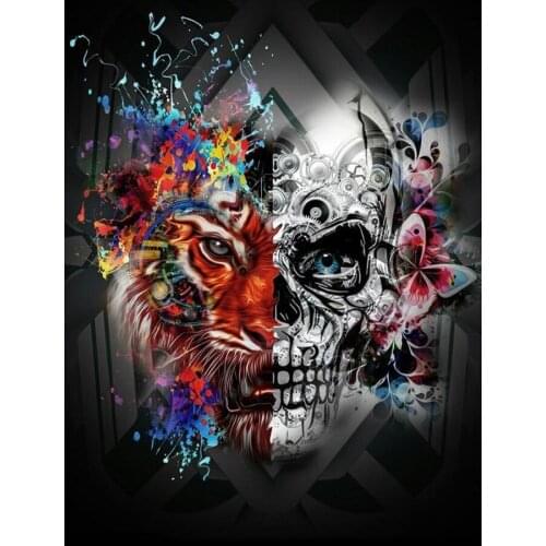 Diy Ghost Tiger Face Diamond Embroidery Paint With Diamonds Diamond Painting Cross Stitch Wall Arts Full Square Drill AA1301