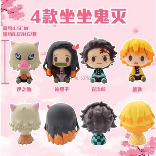 4PCS Kimetsu no Yaiba Demon Slayer Nezuko Inosuke Tanjirou Nezuko Zenitsu 4.5CM Action Figures Toy