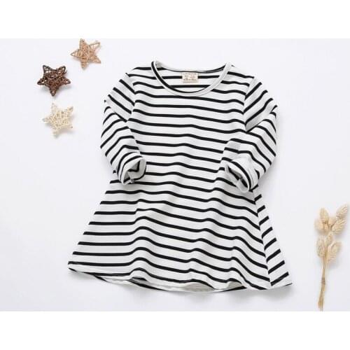 Cotton Girls Dress Striped Casual Long Sleeve Kids Clothes for 1 2 3 4 5 Year Girl 2021 New Spring Fall Toddler Children Costume