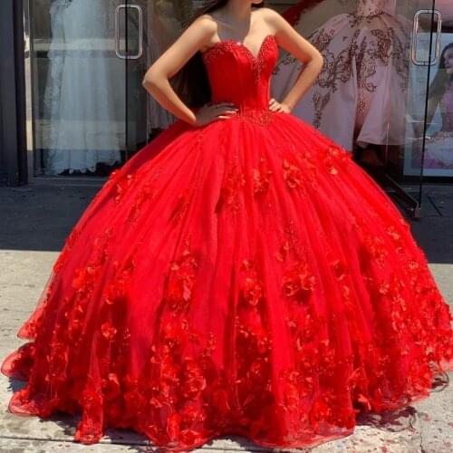 Red Quinceanera Dresses Sweetheart Custom Made Masquerade xv Dress Ball Gown Prom Wear Vestidos