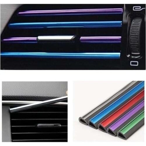 10PCS 20cm Car Air Outlet Trim Strip Air Conditioning Outlet Grille Decoration U-shaped Shape Chrome-plated Interior Mouldings