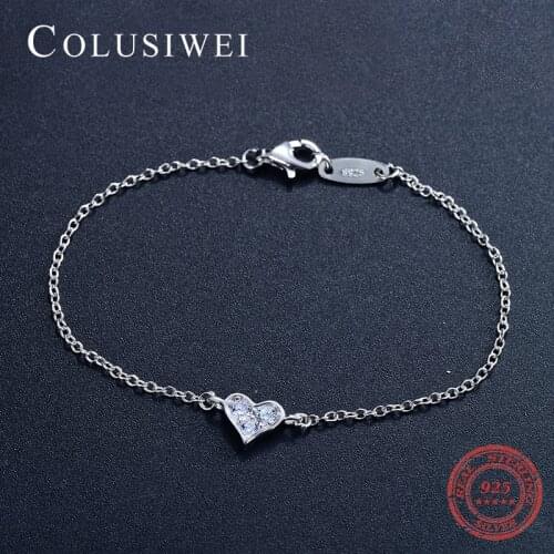 Sale Hot 2019 New Design Heart CZ Bracelet Fashion Wedding Lady Classic Real 925 sterling silver Crystal Romantic Jewelry