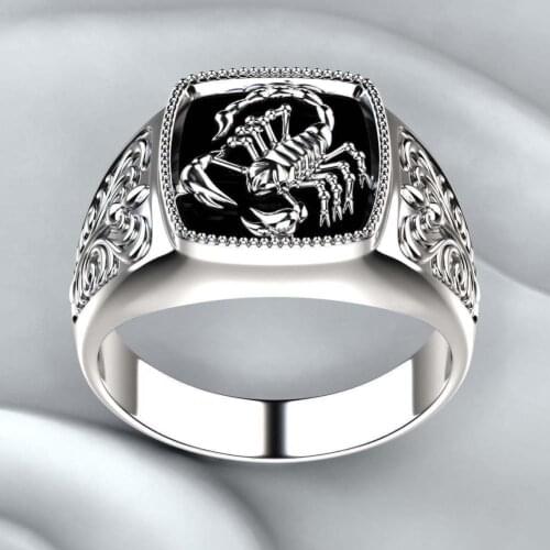 Creative Alloy Scorpio Relief Ring for Men Punk Style Wedding Band Party Punk Biker Rings Fashion Jewelry Gift