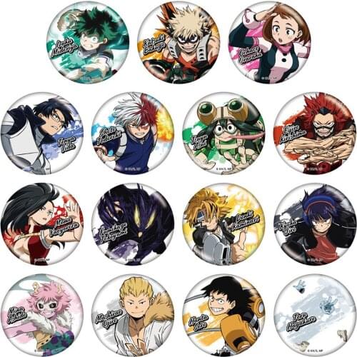 My Hero Academia Anime Boku No Badge MHA Mina Ashido Jirou Hanta Sero 50mm Metal Badge Brooch Pins