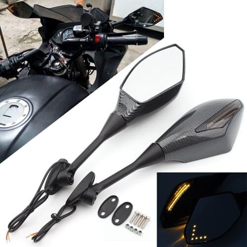 Motorcycle Rearview Fairing Side Mirrors W/ LED Turn Signal Lights For Honda CBR 250/300/500R 600/1000RR Suzuki GSXR 600/750