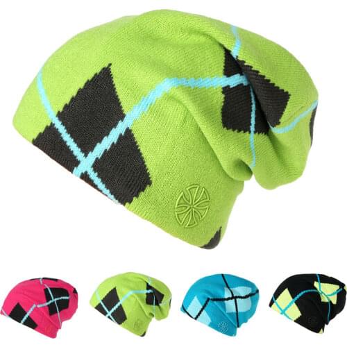Unisex Men Women Skiing Hats Warm Winter Knitting Skating Skull Cap Hat Beanies Turtleneck Caps Striped Ski Cap Snowboard hat