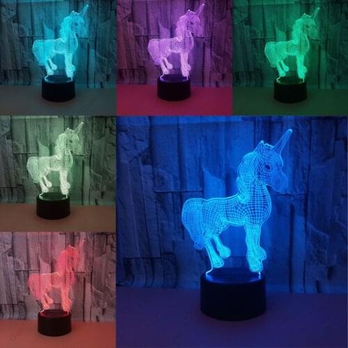 3D Illusion Night Light Unicorn Lamp 7 Colors LED USB Touch Table Lamps Kids Baby Christmas Gifts Luminaria Bedroom Home Decor