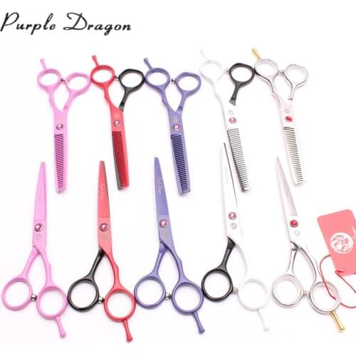 5.5" Purple Dragon Stainless Normal Scissors Thinning Shears Professional Pet Scissors Animal Shears Dog Grooming Scissors Z1013