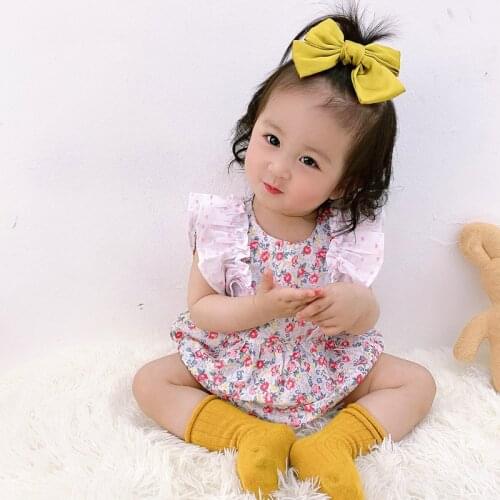 Newborn Baby Clothes Short Sleeve Girl Clothing Flowered Sleeve Design 100%Cotton Rompers Costumes