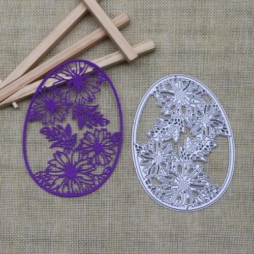 Oval Frame Flower Easter Egg 2021 New Metal Cutting Dies Scrapbook Diary Decoration Embossing Template DIY Card
