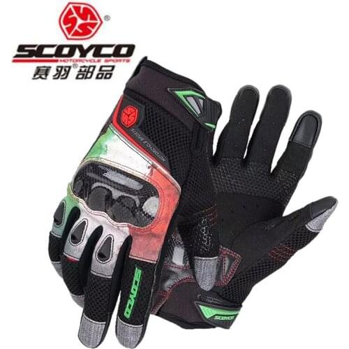 2018 Summer SCOYCO carbon fiber Motorcycle Riding Gloves anti-fall knight breathable full finger Motorbike glove Touch screen