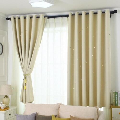 Hollow Star Tulle Window Curtain Drape Blinds Block Light Living Room Decoration
